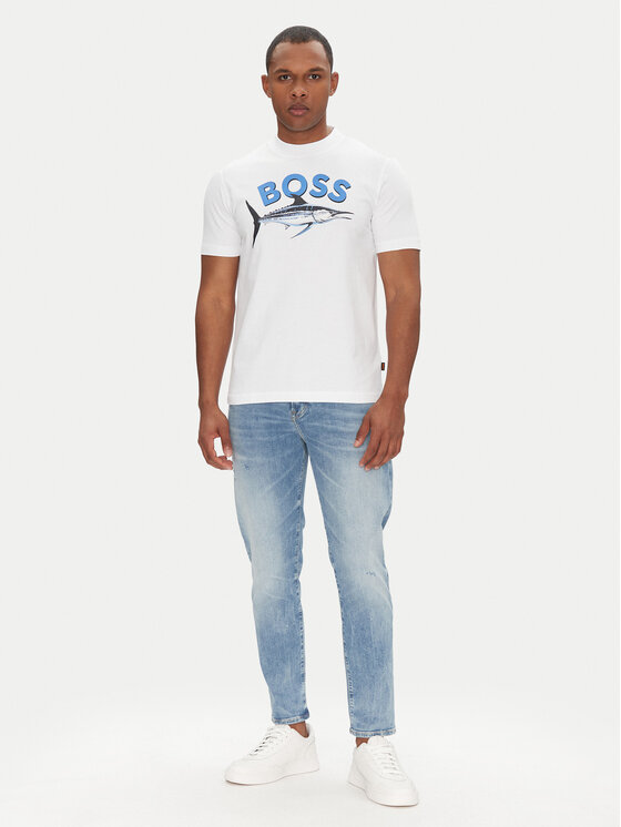 BOSS BOSS Marškinėliai Bossfish 50539196 Écru Regular Fit
