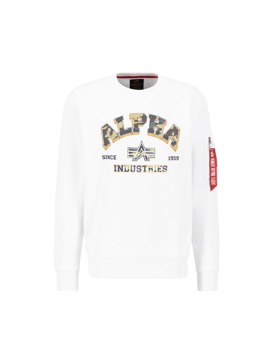 Alpha Industries Alpha Industries Bluza College Camo Sweatshirt Biały Regular Fit