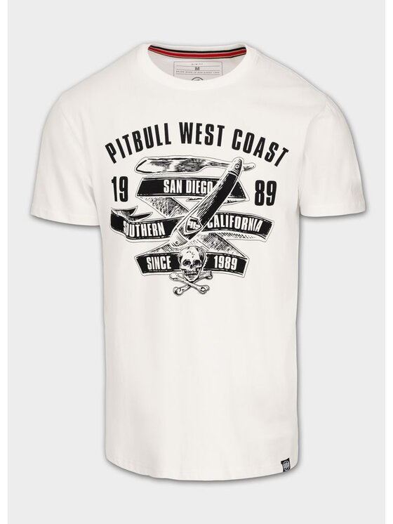 PITBULL Męski T-Shirt, rozmiar M, Biały, Koszulka męska Slim Fit OLDSCHOOL RAZOR 3XL