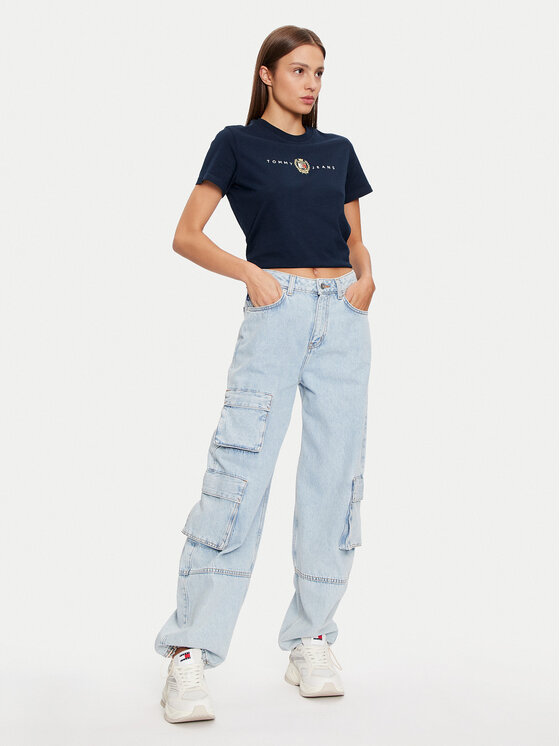 Tommy Jeans Tommy Jeans Póló Crest Linear DW0DW18795 Sötétkék Regular Fit