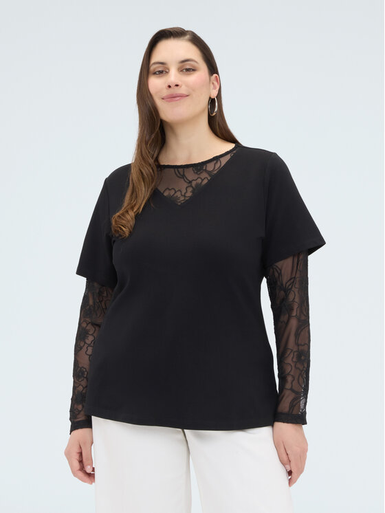 Fiorella Rubino Fiorella Rubino Bluzka G08KL009087N033 Czarny Regular Fit