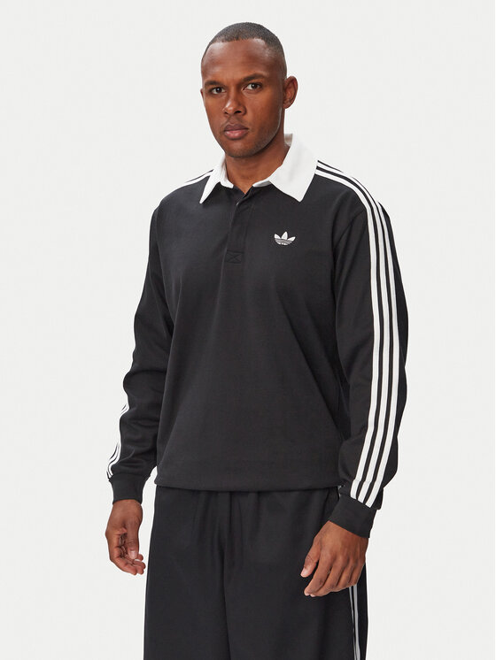 adidas Tricou polo 3-Stripes Rugby Longsleeve Polo KE3576 Negru Regular Fit