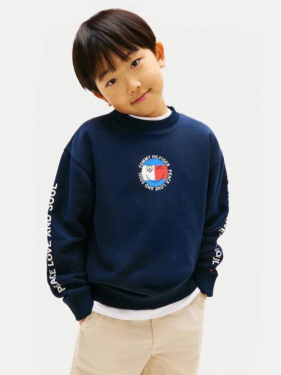 Tommy Hilfiger Tommy Hilfiger Суитшърт Smiley Flag KB0KB10258 Тъмносин Regular Fit