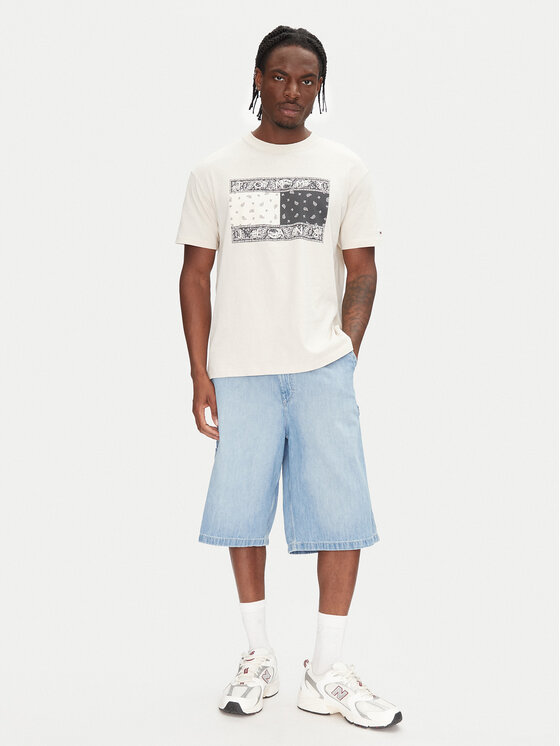 Tommy Jeans Tommy Jeans Tričko Paisley Flag DM0DM20810 Béžová Relaxed Fit