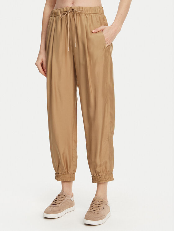 Marella Bavlnené nohavice Abetaia 2513131095 Béžová Relaxed Fit