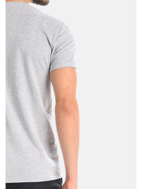 Teyli Teyli T-Shirt męski bawełniany Dany Szary Classic Fit