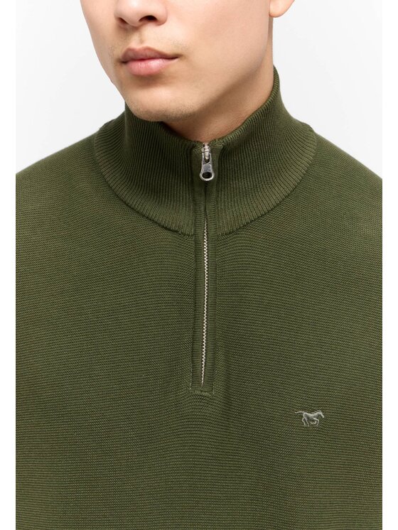 Mustang Mustang Sweter Everett Zielony Regular Fit