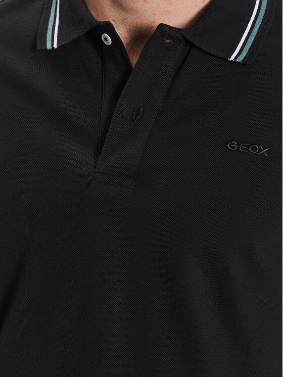 Geox Geox Тениска с яка и копчета Piquet M3510A-T2649 F9000 Черен Regular Fit