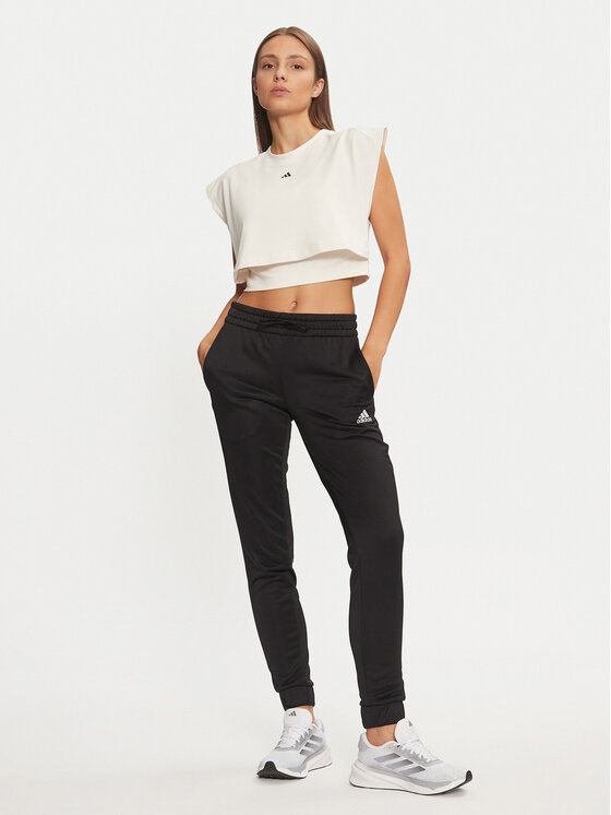adidas adidas Funkčné tričko Power Boxy French Terry 3-Stripes IW3188 Écru Slim Fit