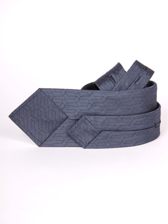 ELSNER ELSNER Γραβάτα SEVEN FOLD Z DEKORACYJNYM PRZESZYCIEM Z JEDWABNEGO ŻAKARDU A5879 Μπλε