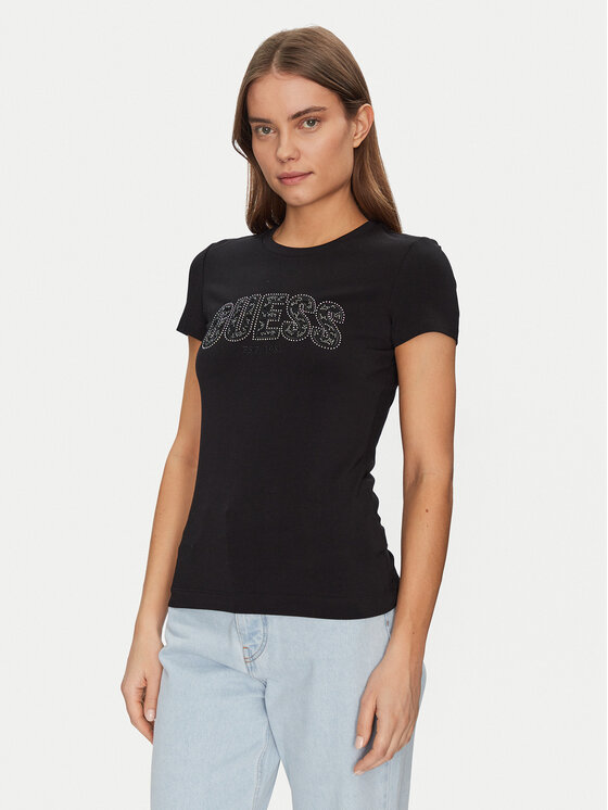 Guess Guess Póló W5GI04 J1314 Fekete Slim Fit