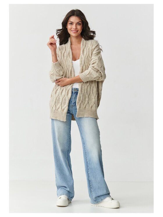 Makadamia Makadamia Kardigan S163 Beżowy Loose Fit