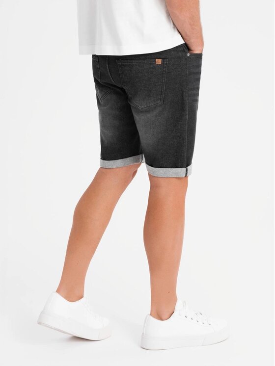Ombre Ombre Szorty jeansowe OM-SRDS-0164 Czarny Regular Fit