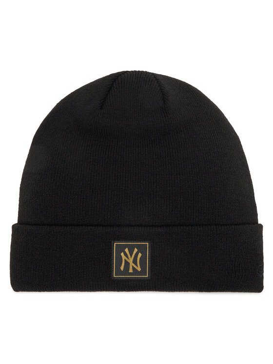 New Era Czapka New York Yankees Metallic Badge Black Cuff Knit Beanie 60424815 Czarny