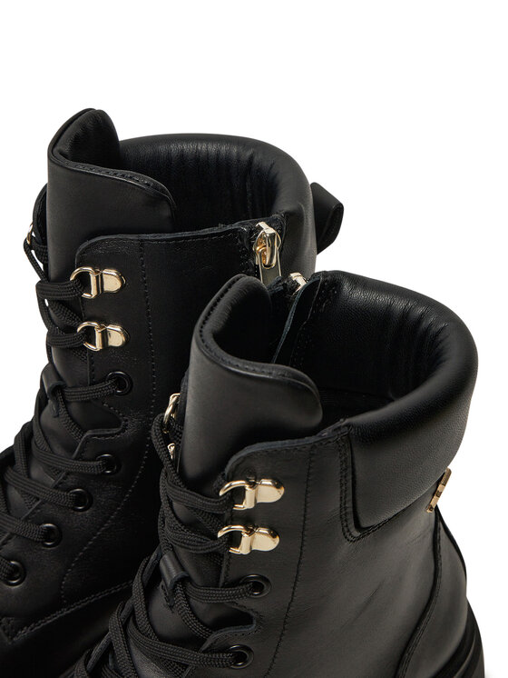 Tommy Hilfiger Tommy Hilfiger Schnürstiefeletten Lace-Up Biker Leather FW0FW08167 Schwarz