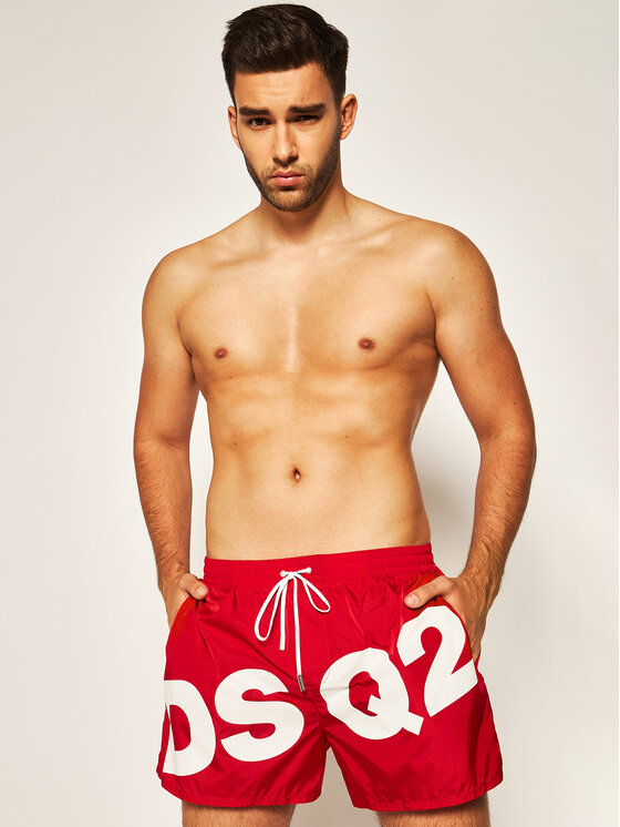 Dsquared2 Short de bain Boxer D7B642890 Rouge Regular Fit Modivo