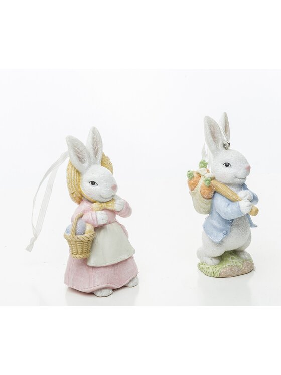 MIAhome MIAhome Zawieszka 2 króliczki ogrodniczki 10x3,5x5 cm Kolorowy