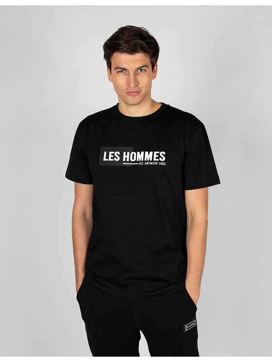 Les Hommes Les Hommes T-Shirt LKT202 700P | Regular Fit Mercerized Cotton T-Shirt Černá Regular Fit