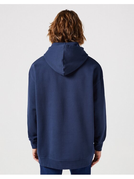 Wrangler Wrangler Bluza Logo Hoodie Navy Granatowy Regular Fit