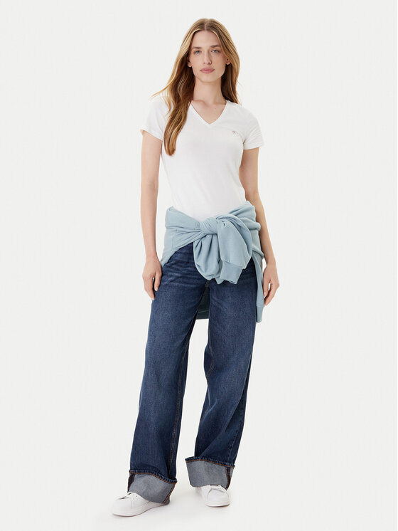 Tommy Jeans Tommy Jeans Marškinėliai Tjw Skinny Stretch DW0DW09197 Balta Slim Fit