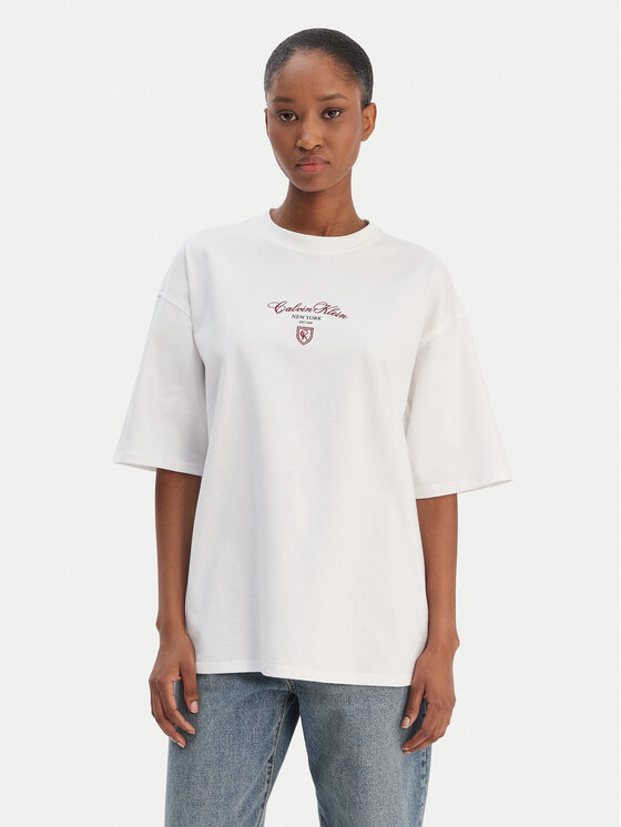 Calvin Klein Jeans Tricou LV047E232G Alb Relaxed Fit