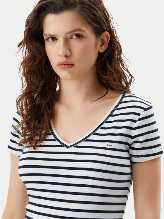 Tommy Jeans Tommy Jeans T-Shirt Essential DW0DW17385 Granatowy Slim Fit