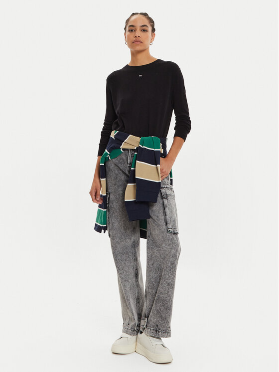 Tommy Jeans Tommy Jeans Sveter Essential DW0DW17254 Čierna Regular Fit