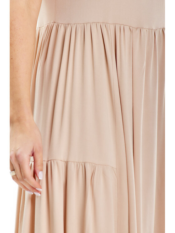 Awama Awama Sukienka letnia A639 Beżowy Basic Fit