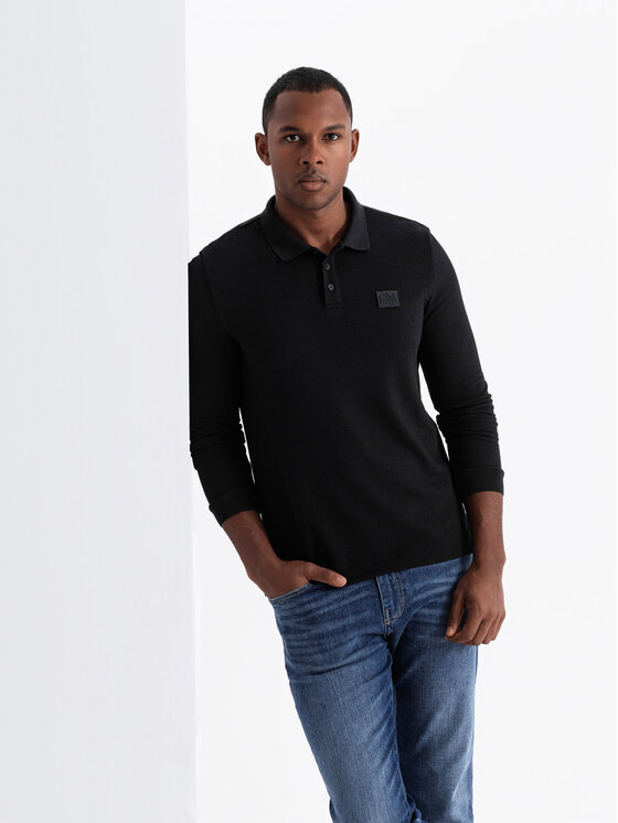 Ombre Ombre S dlouhým rukávem OM-POLS-0131 Černá Regular Fit