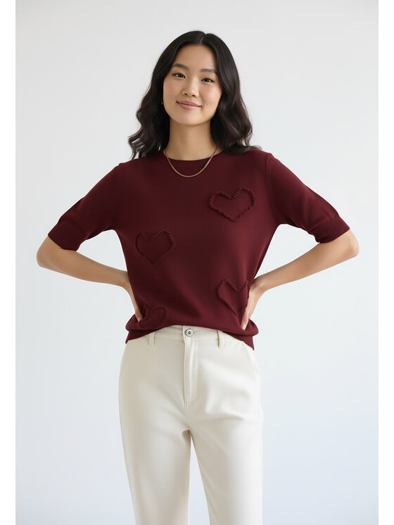 FIGL FIGL Svetr M1278 Bordó Regular Fit