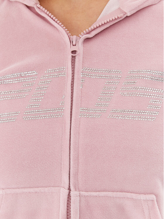 2005 2005 Mikina Velour Zip Hoodie Ružová Regular Fit