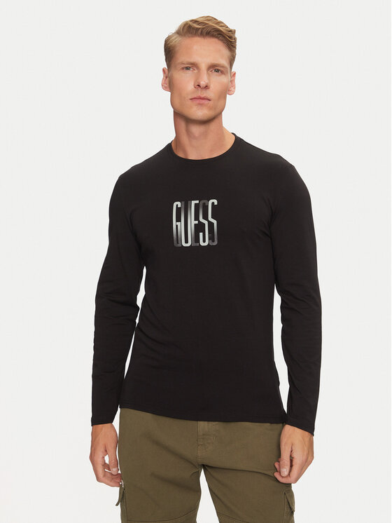 Guess Longsleeve krekls M4BI34 J1314 Melns Slim Fit