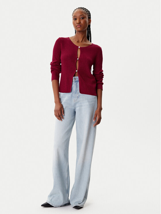 Morgan Morgan Kardigán 252-MIZOR Piros Slim Fit