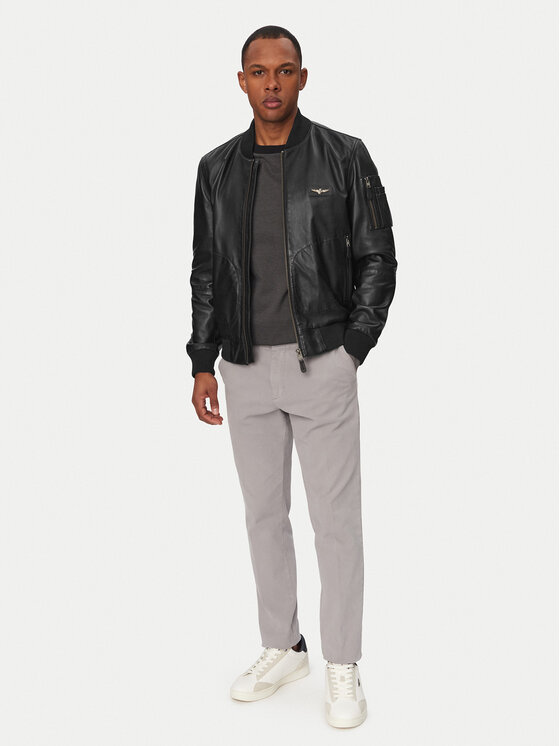 Aeronautica Militare Aeronautica Militare Lederjacke 261PN5053UPL00320 Schwarz Regular Fit