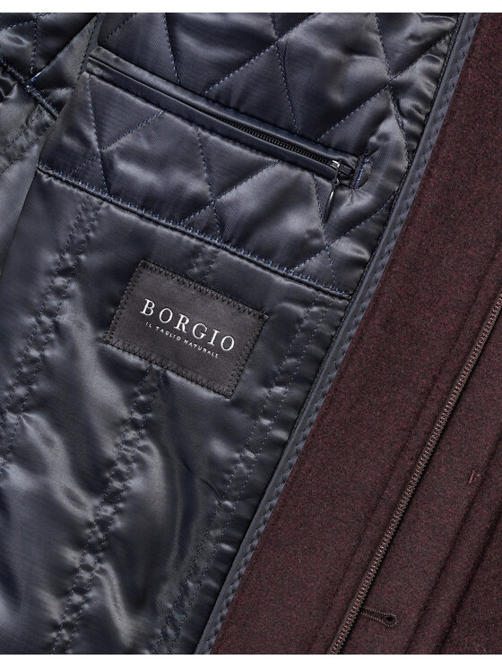 Borgio Borgio Płaszcz seveso Bordowy Classic Fit