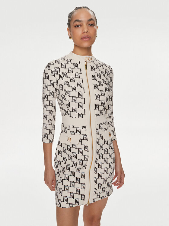 Elisabetta Franchi Elisabetta Franchi Kokteilinė suknelė AB-533-41E2-V540 Écru Regular Fit
