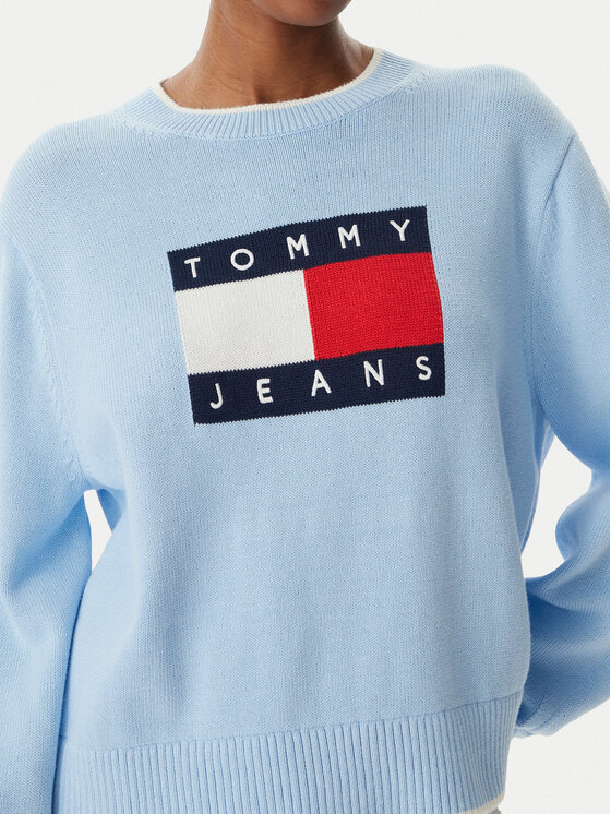 Tommy Jeans Tommy Jeans Svetr Intarsia Flag Badge DW0DW22316 Světle modrá Relaxed Fit