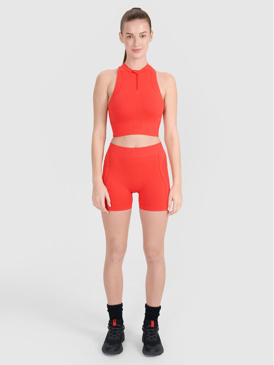 4F 4F Legginsy TRAINING SEAMLESS Czerwony Slim Fit