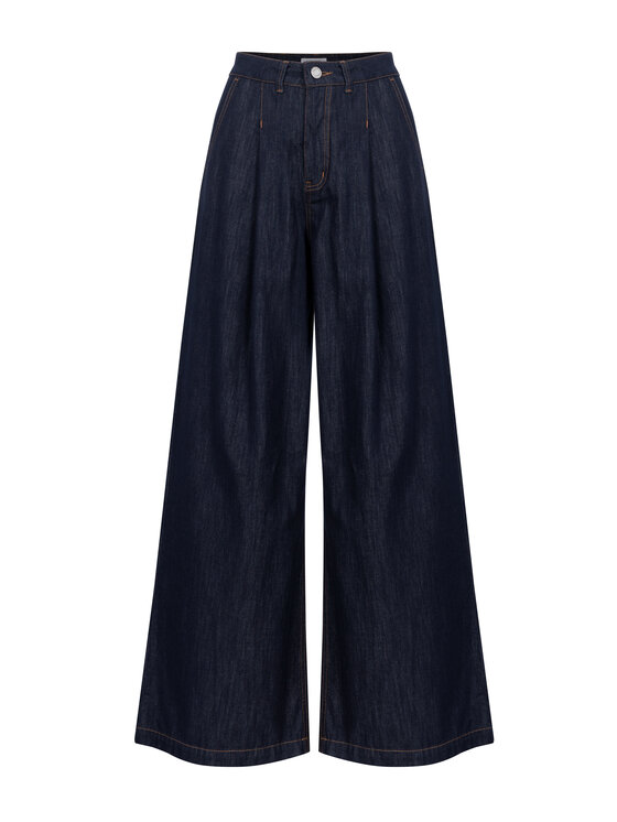Deni Cler Milano Deni Cler Milano Spodnie materiałowe T-DC-5277-F5-10-59-1 Granatowy Oversize