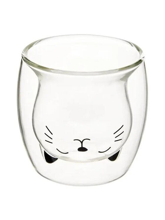 MIAhome MIAhome Kubek 2 szt. szklane z kotkiem i misiem, 250 ml Bezbarwny