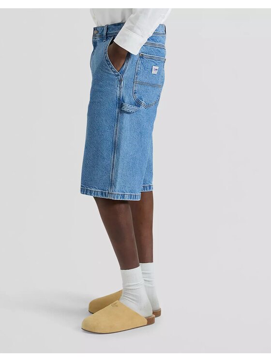Lee Lee Szorty jeansowe CARPENTER SKATER SHORT Niebieski Loose Fit