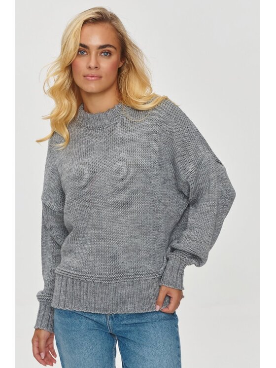 Makadamia Makadamia Sweter S151 Szary Regular Fit
