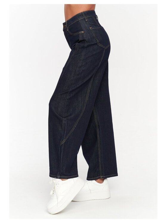 Makadamia Makadamia Jeansy C78 Granatowy Baggy Fit