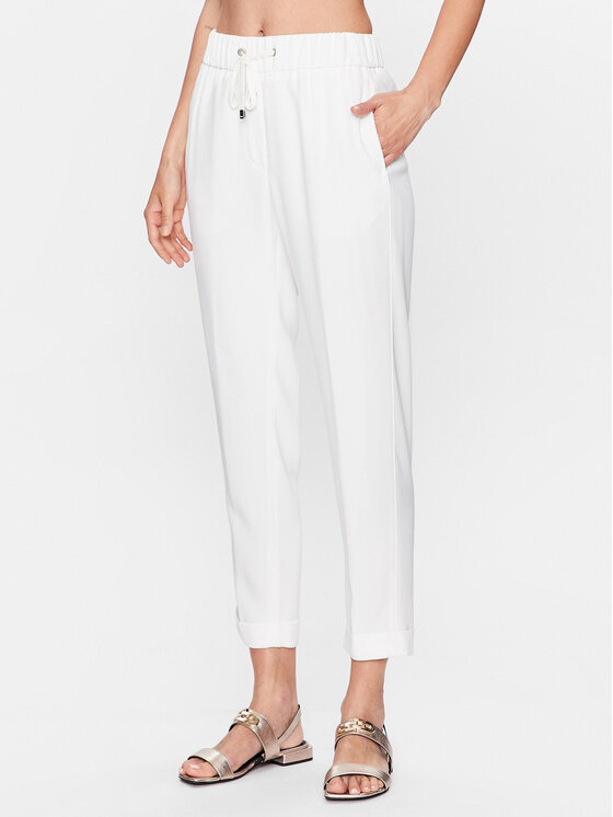 Peserico Hlače iz tkanine P04141U Bela Regular Fit
