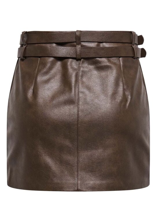 ONLY ONLY Φούστα onl jasmine faux leather Καφέ Regular Fit