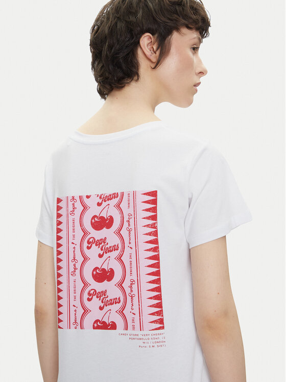 Pepe Jeans Pepe Jeans Majica Rosey PL506070 Bela Regular Fit