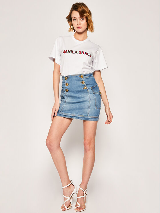 Manila Grace Manila Grace Majica T169CU Bela Regular Fit