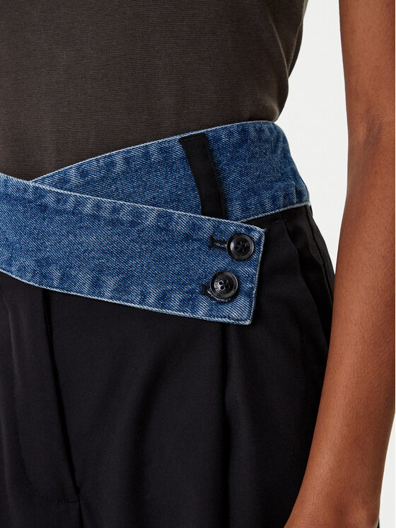 Desigual Desigual Παντελόνι υφασμάτινο Denimwaist 25WWPW03 Μαύρο Wide Leg