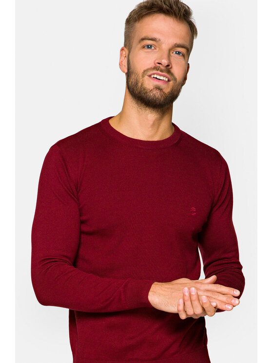 Lancerto Lancerto Sweter Keegan Bordowy Regular Fit