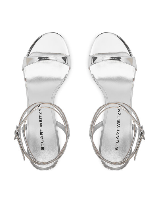 Stuart Weitzman Stuart Weitzman Sandały Naudistini Wrap 100 SM911 Srebrny